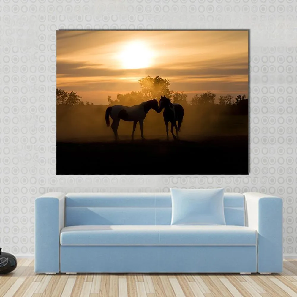 Horses In Love Canvas Wall Art