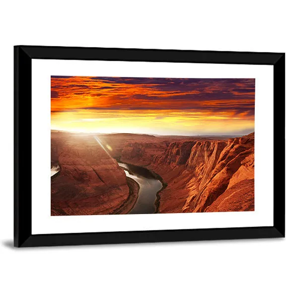 Horseshoe Bend At Sunset Canvas Wall Art