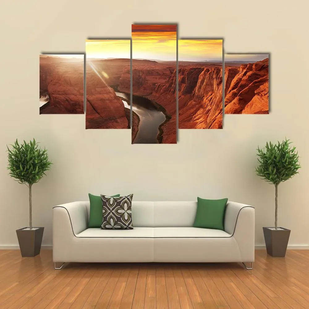 Horseshoe Bend At Sunset Canvas Wall Art