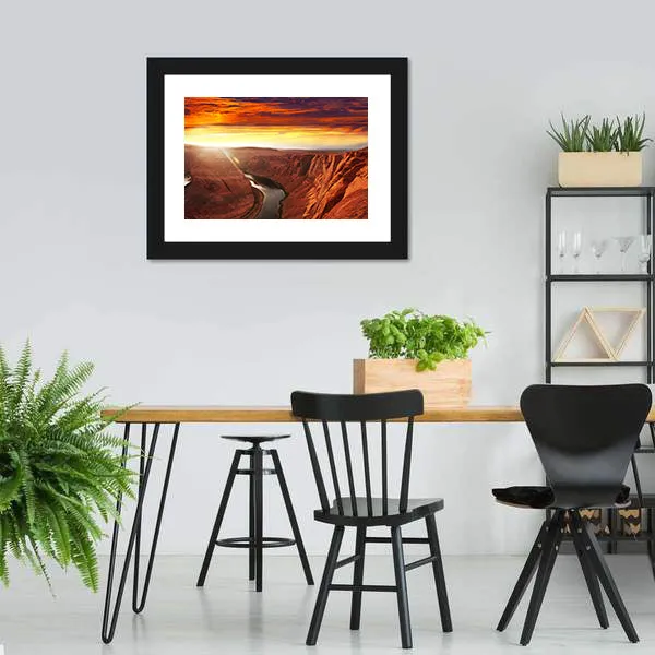 Horseshoe Bend At Sunset Canvas Wall Art