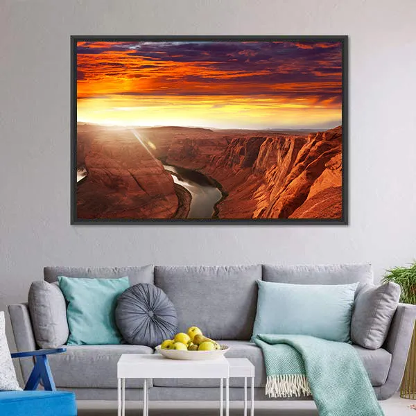 Horseshoe Bend At Sunset Canvas Wall Art