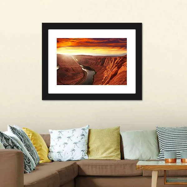 Horseshoe Bend At Sunset Canvas Wall Art