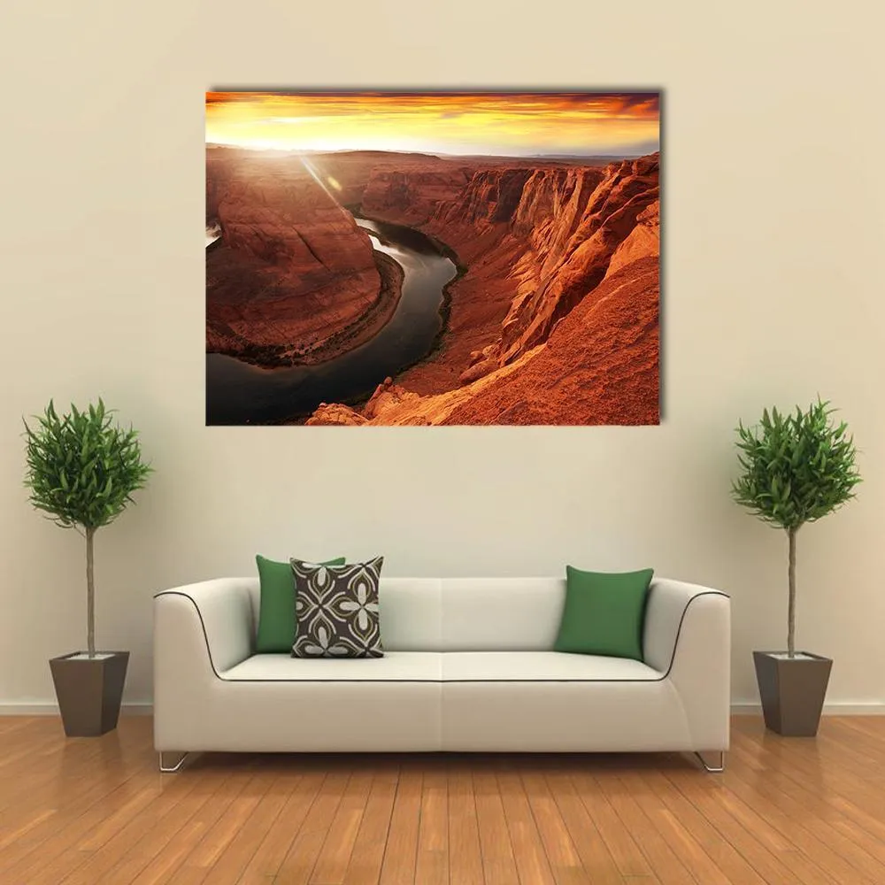 Horseshoe Bend At Sunset Canvas Wall Art