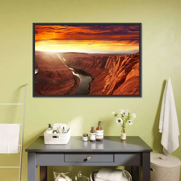 Horseshoe Bend At Sunset Canvas Wall Art