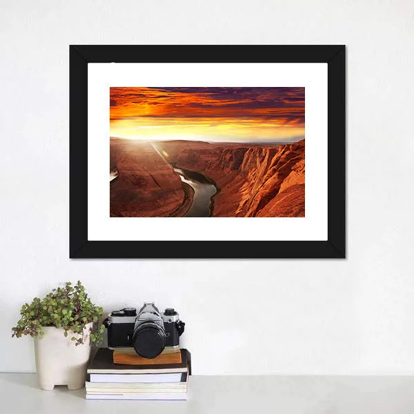 Horseshoe Bend At Sunset Canvas Wall Art