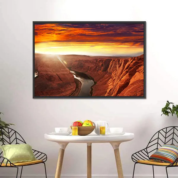 Horseshoe Bend At Sunset Canvas Wall Art