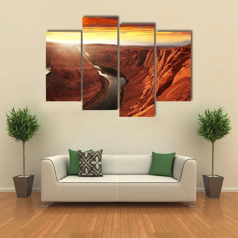 Horseshoe Bend At Sunset Canvas Wall Art