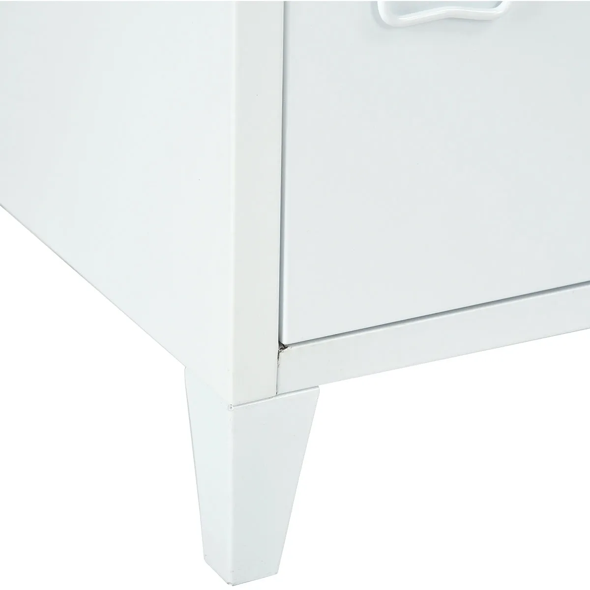 Industrial Metal Side Panel Storage Cabinet - White