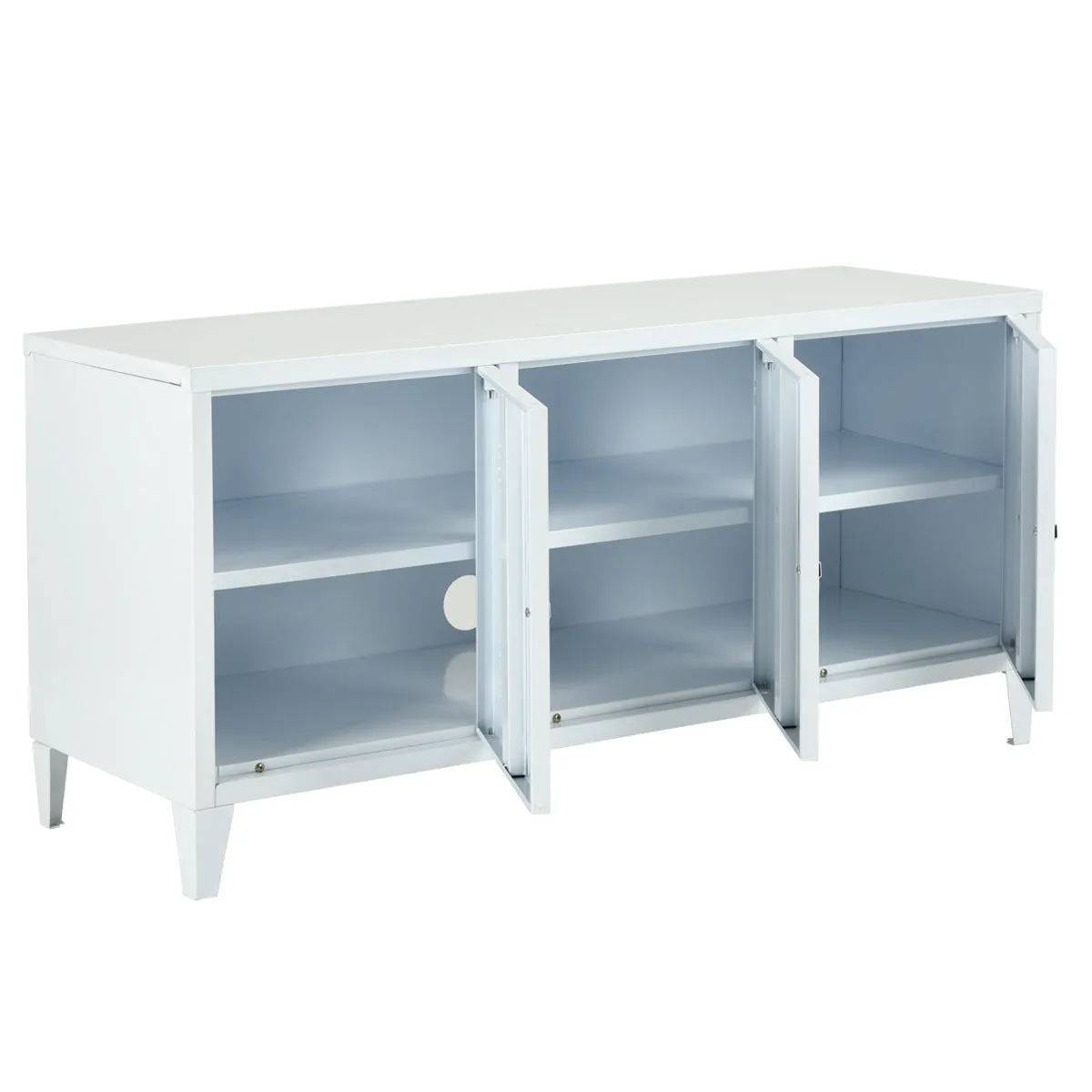 Industrial Metal Side Panel Storage Cabinet - White