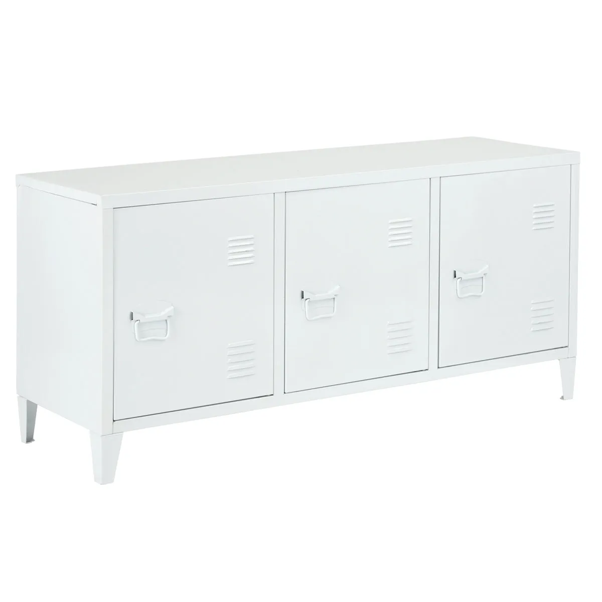 Industrial Metal Side Panel Storage Cabinet - White