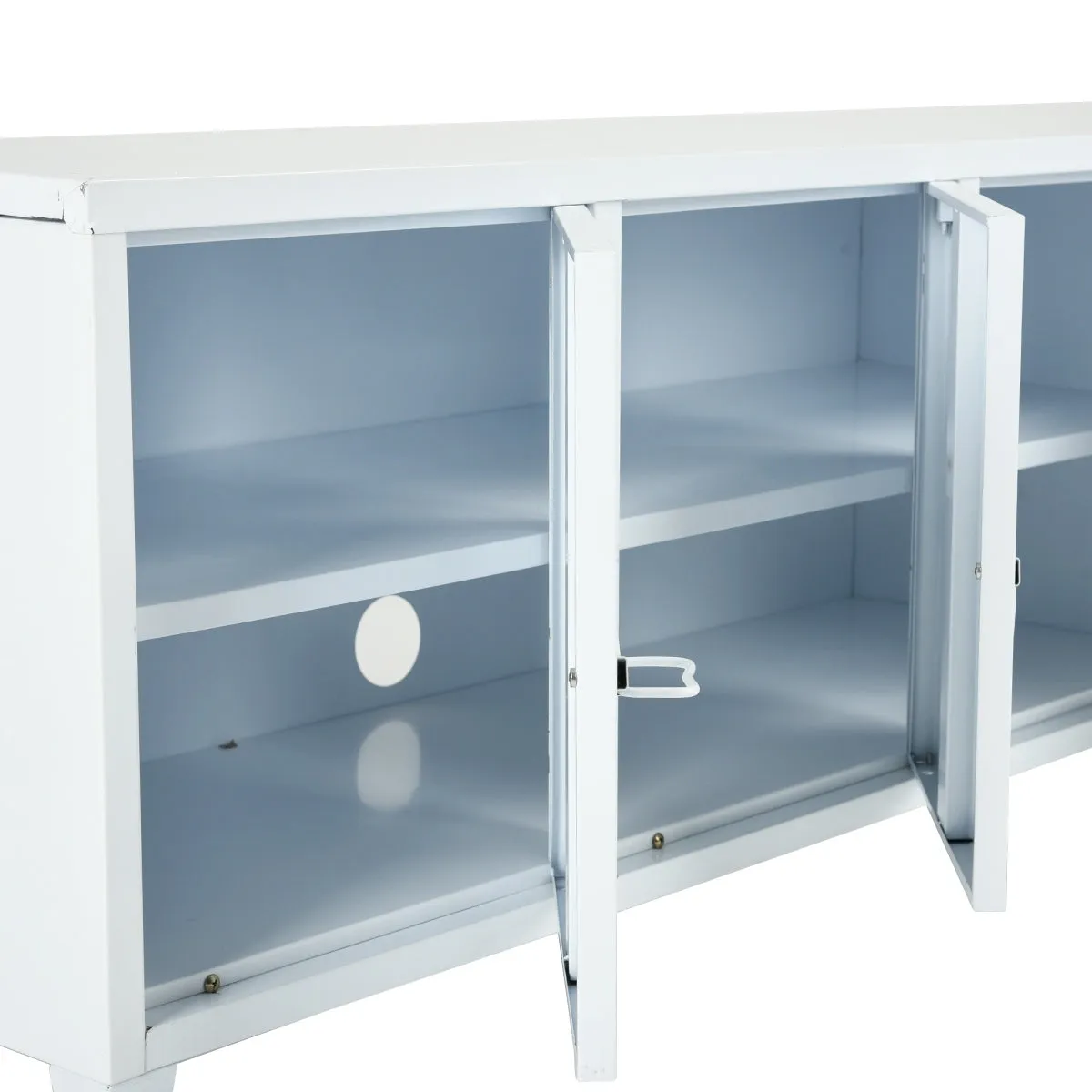 Industrial Metal Side Panel Storage Cabinet - White