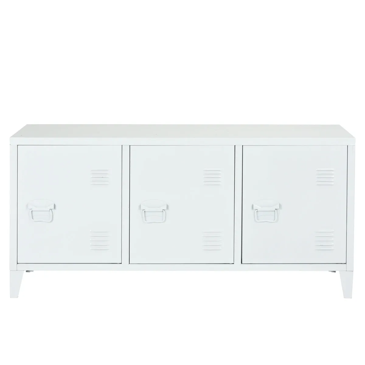 Industrial Metal Side Panel Storage Cabinet - White