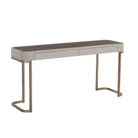 Jamille Console Table With Faux Leather And Steel Base