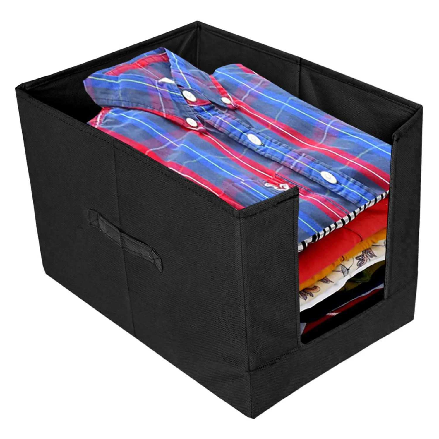 Kuber Industries 2 Pieces Non Woven Shirt Stacker/Shirt Organizer Wardrobe Organizer (Black)-KUBMART2889