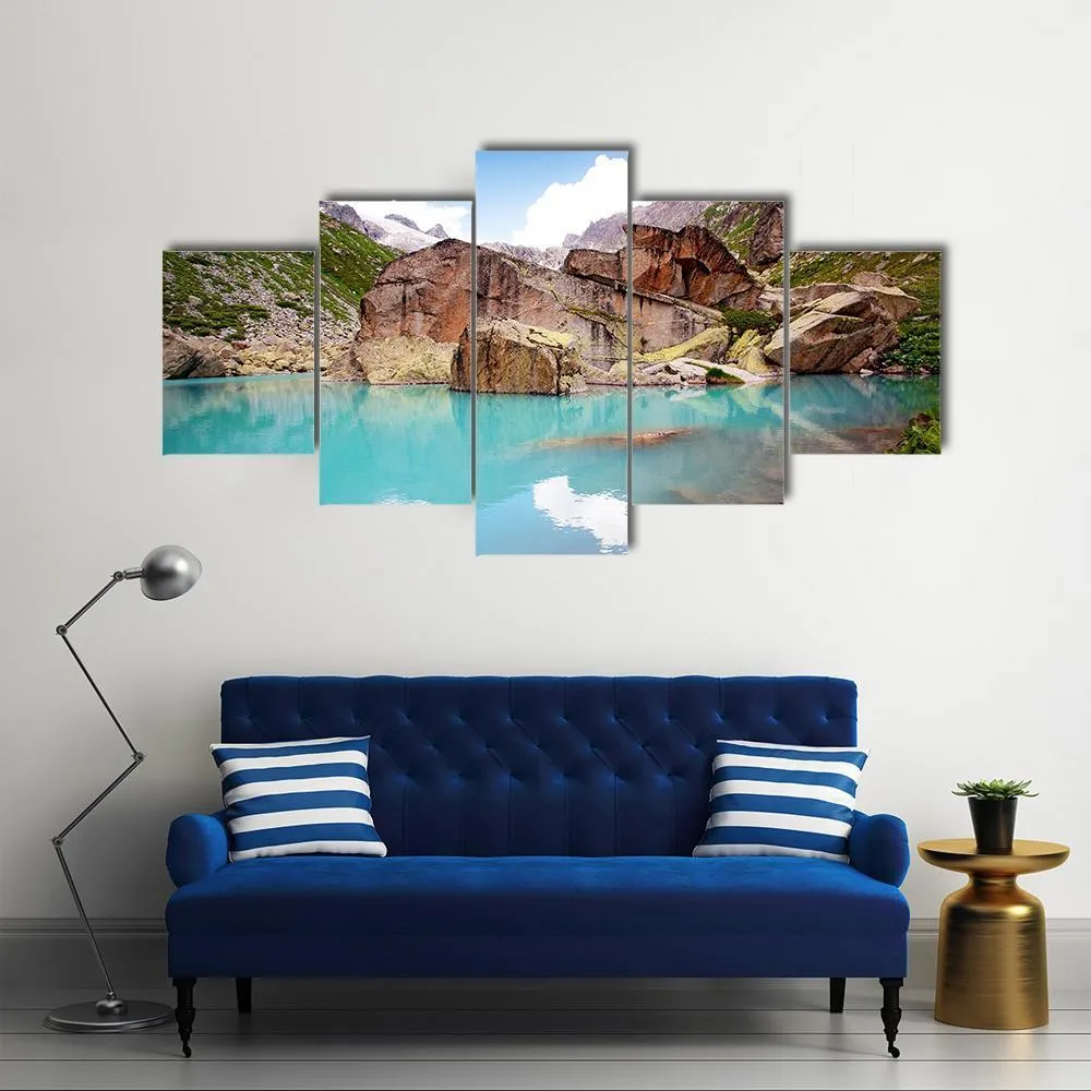 Lake In Mountains Canvas Wall Art