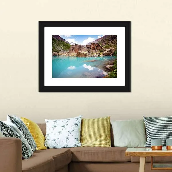 Lake In Mountains Canvas Wall Art