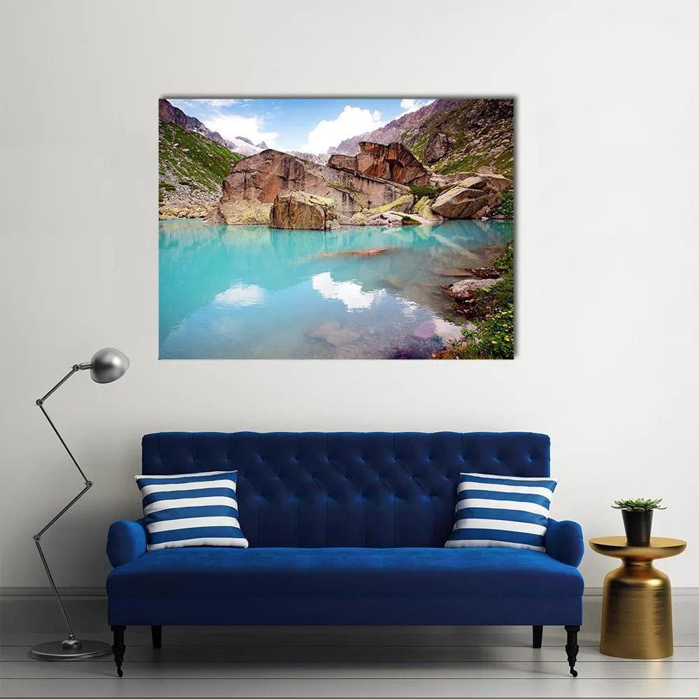 Lake In Mountains Canvas Wall Art