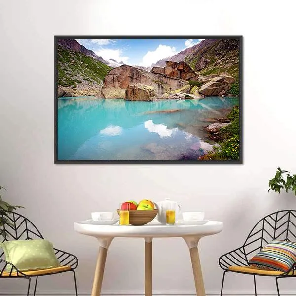 Lake In Mountains Canvas Wall Art