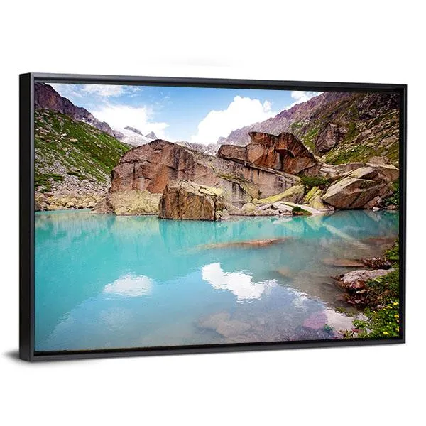 Lake In Mountains Canvas Wall Art