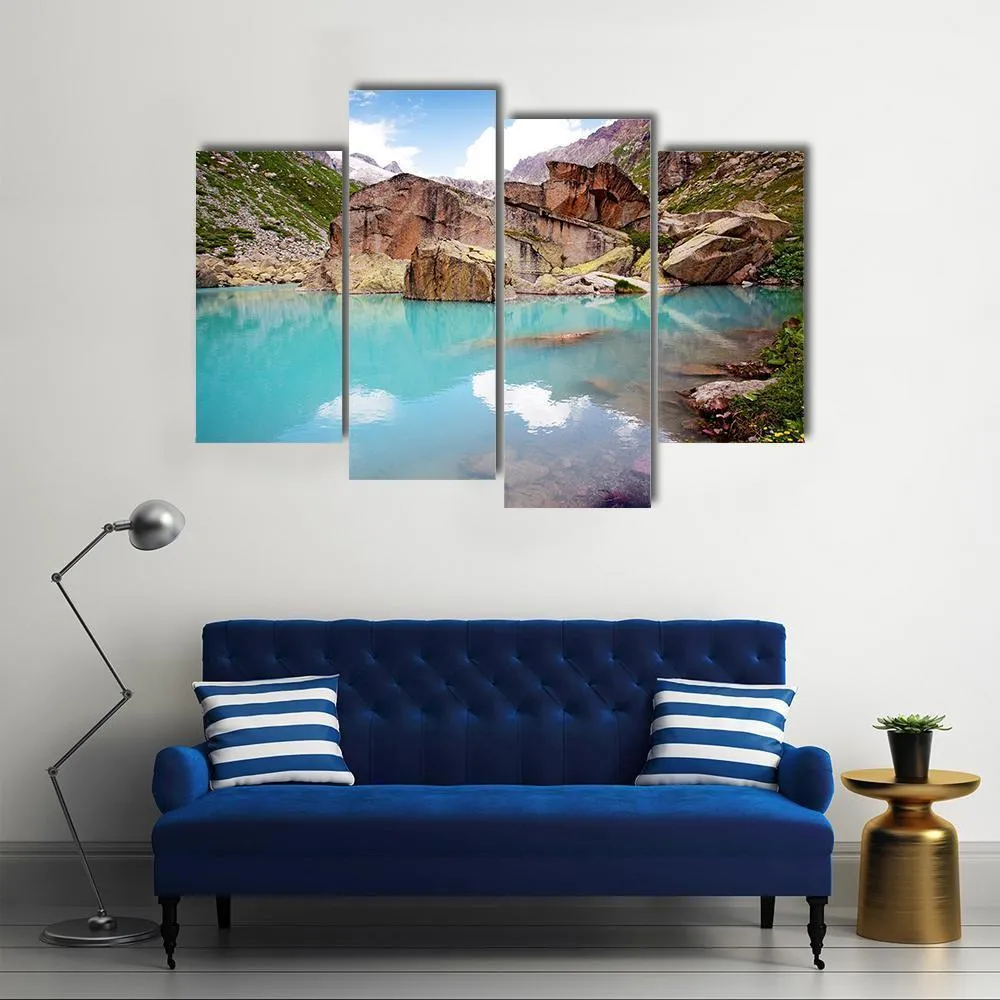 Lake In Mountains Canvas Wall Art