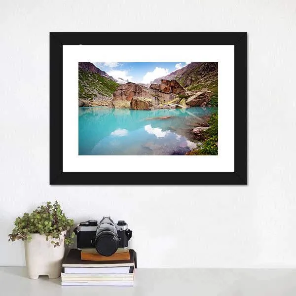 Lake In Mountains Canvas Wall Art