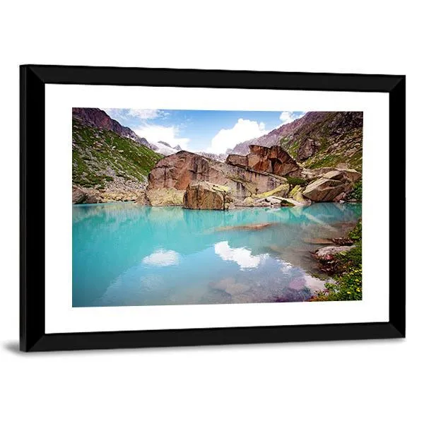 Lake In Mountains Canvas Wall Art