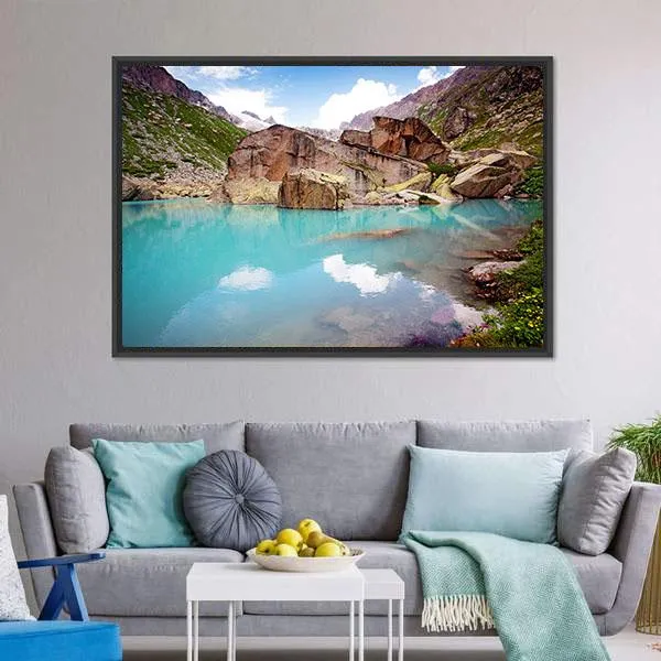 Lake In Mountains Canvas Wall Art