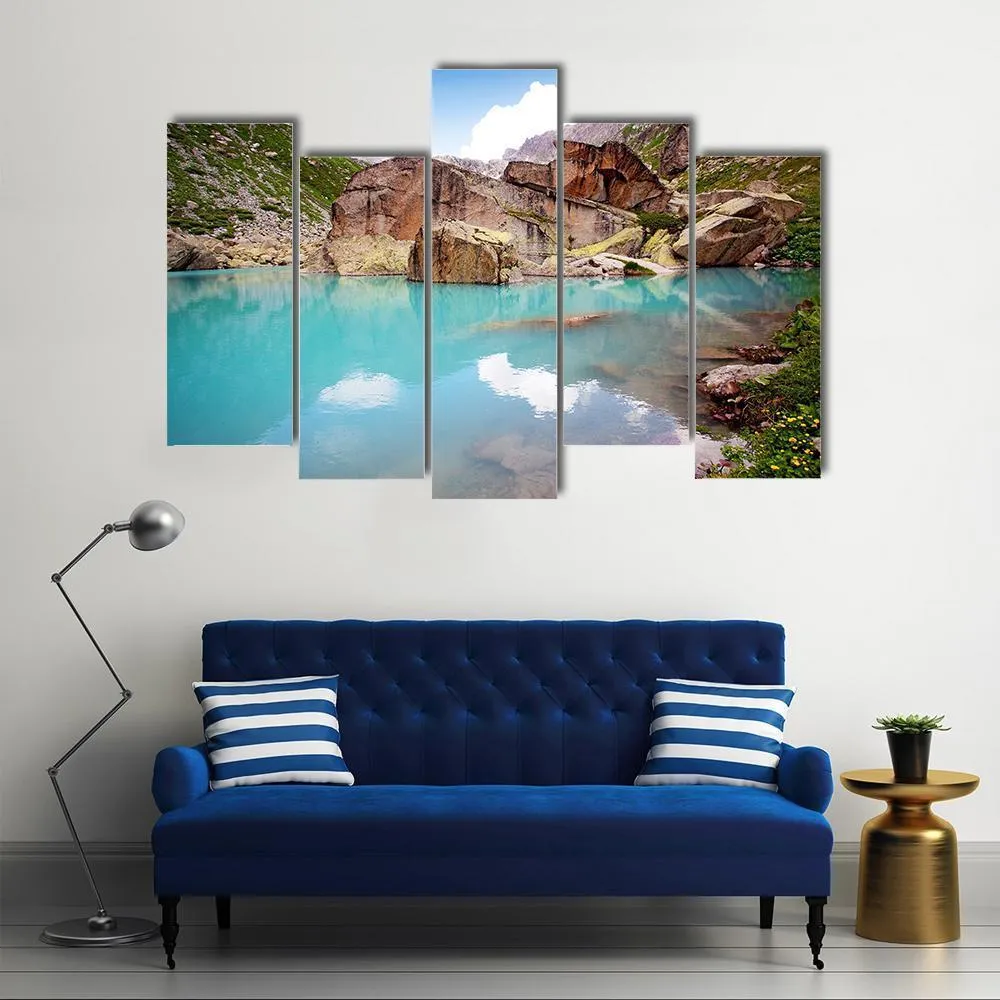 Lake In Mountains Canvas Wall Art