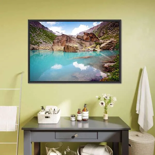 Lake In Mountains Canvas Wall Art