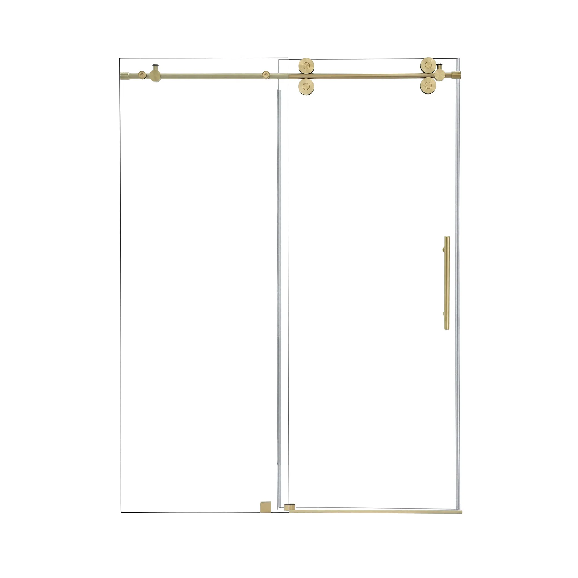 Lazaro 56" W x 78" H Single Sliding Frameless Shower Door with Clear Glass