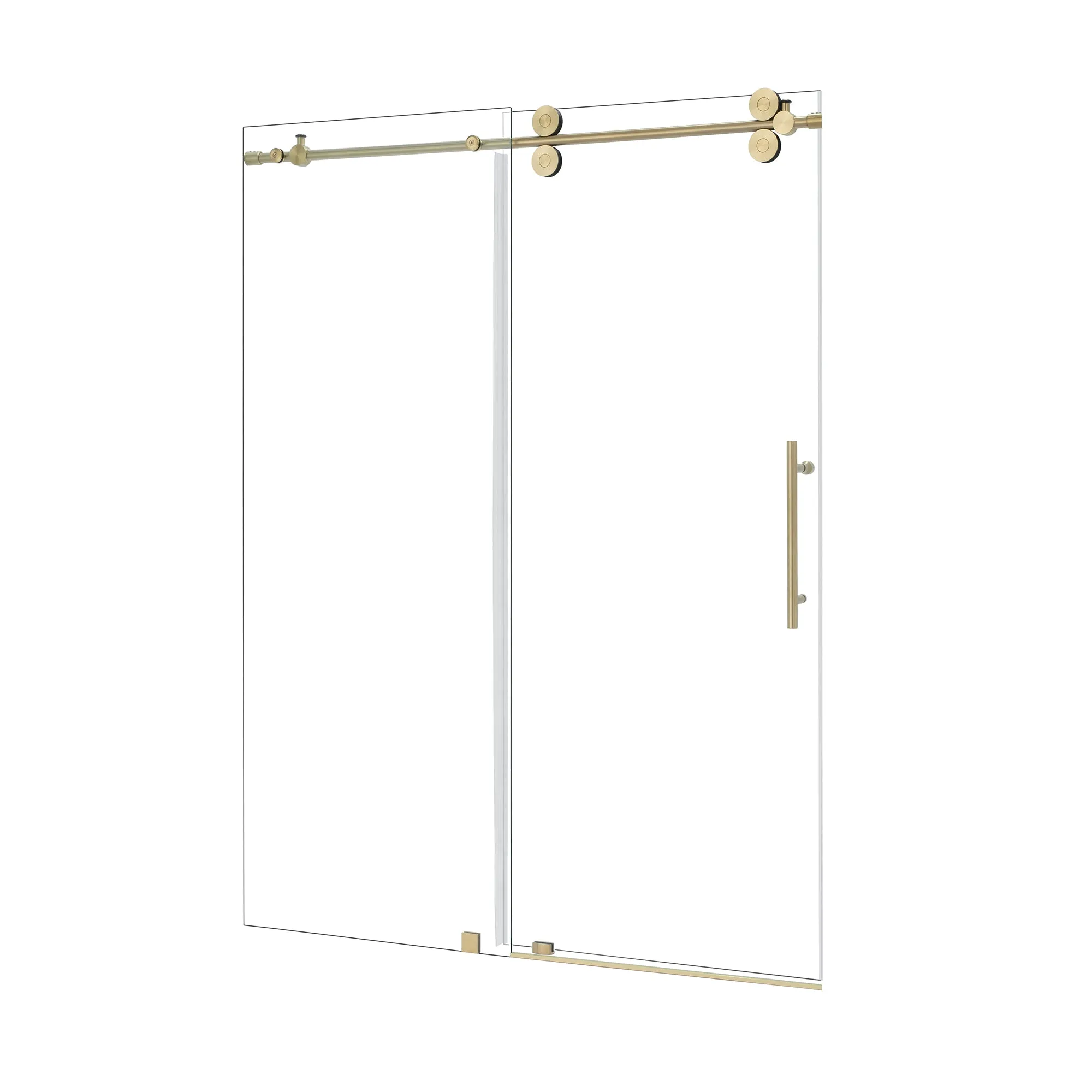 Lazaro 56" W x 78" H Single Sliding Frameless Shower Door with Clear Glass