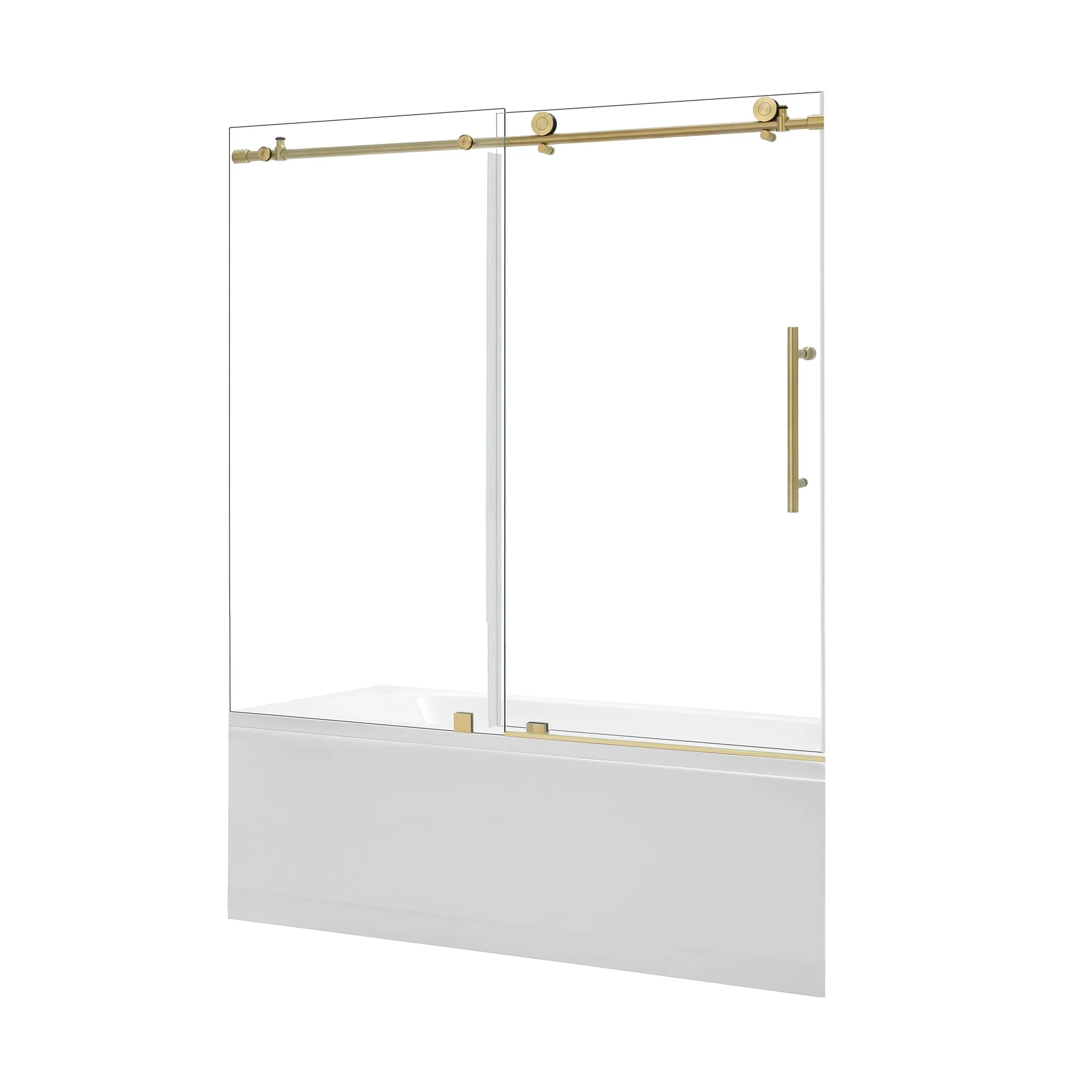 Lazaro 60" W x 58" H Single Sliding Frameless Tub Door with Clear Glass