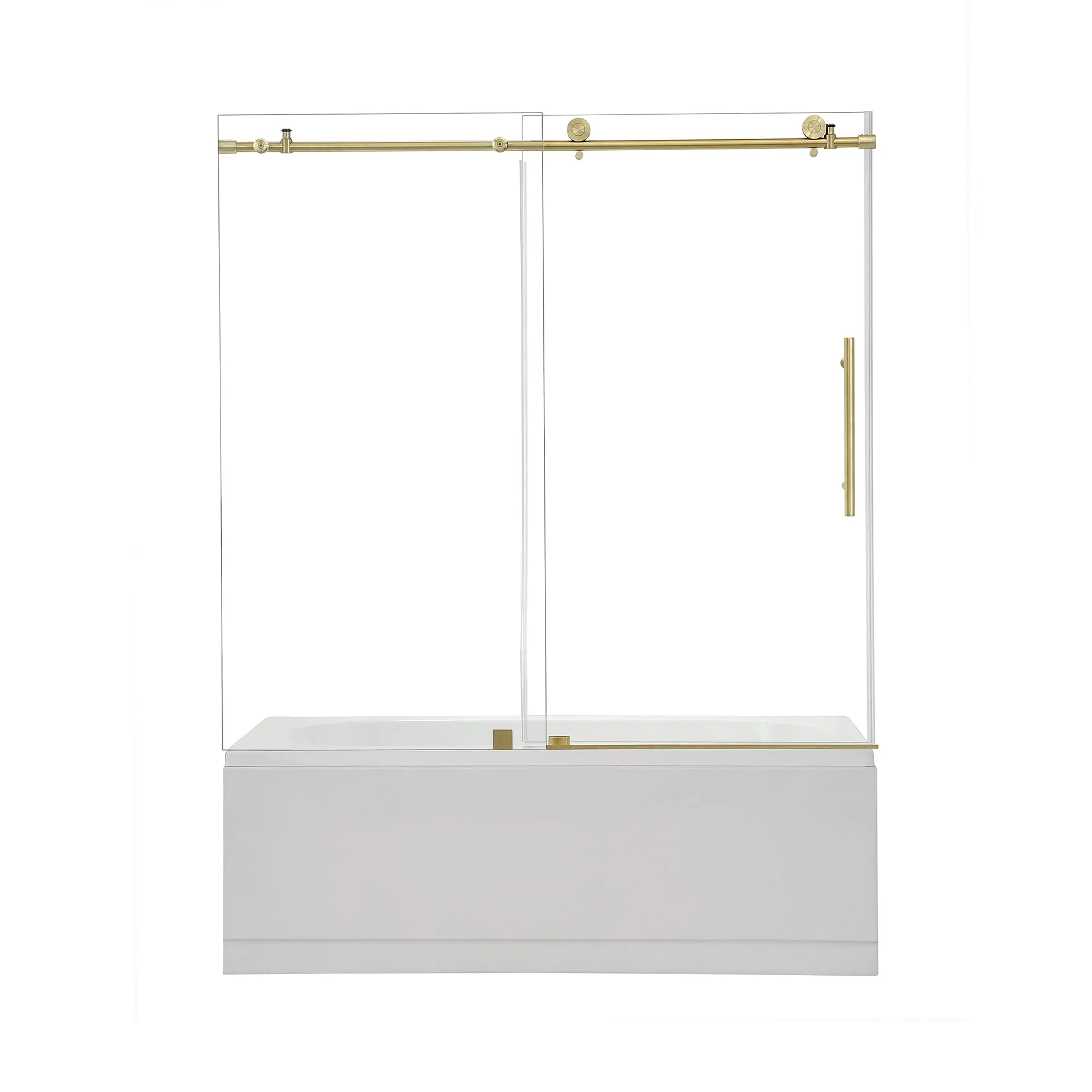 Lazaro 60" W x 58" H Single Sliding Frameless Tub Door with Clear Glass