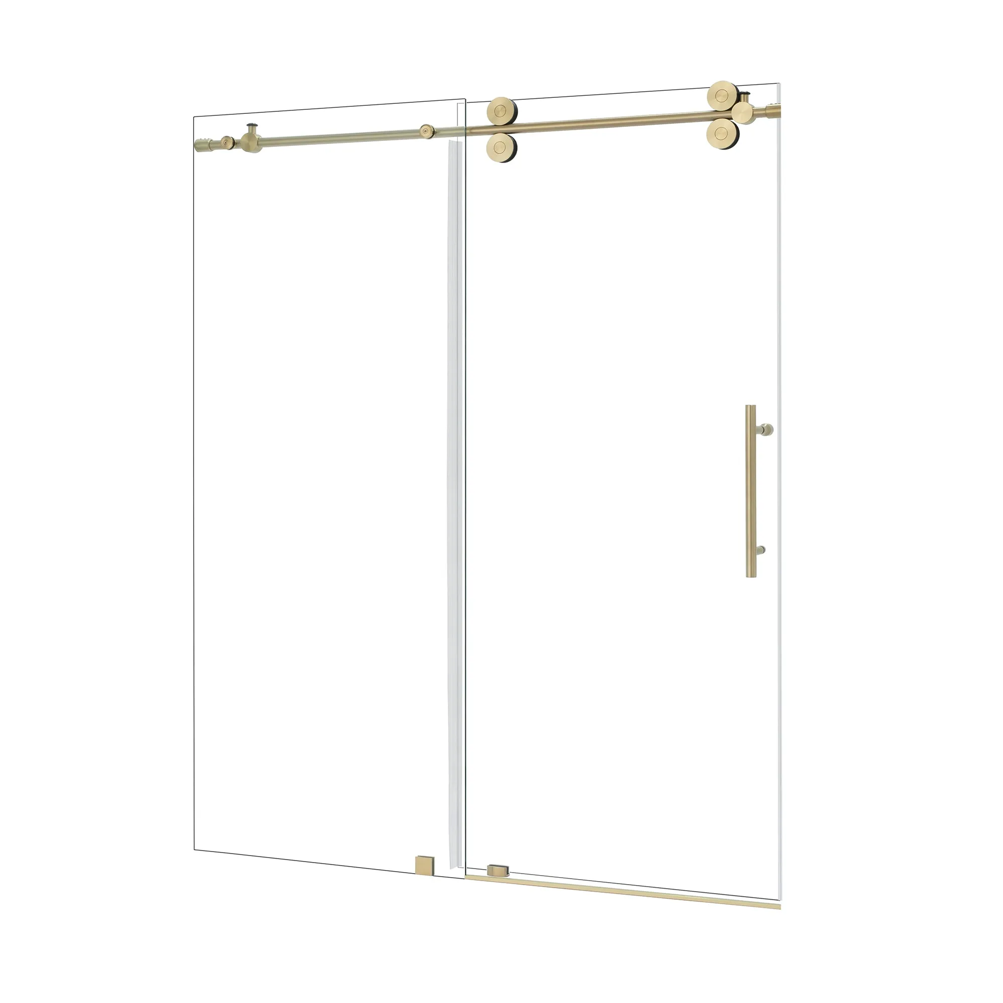 Lazaro 60" W x 78" H Single Sliding Frameless Shower Door with Clear Glass