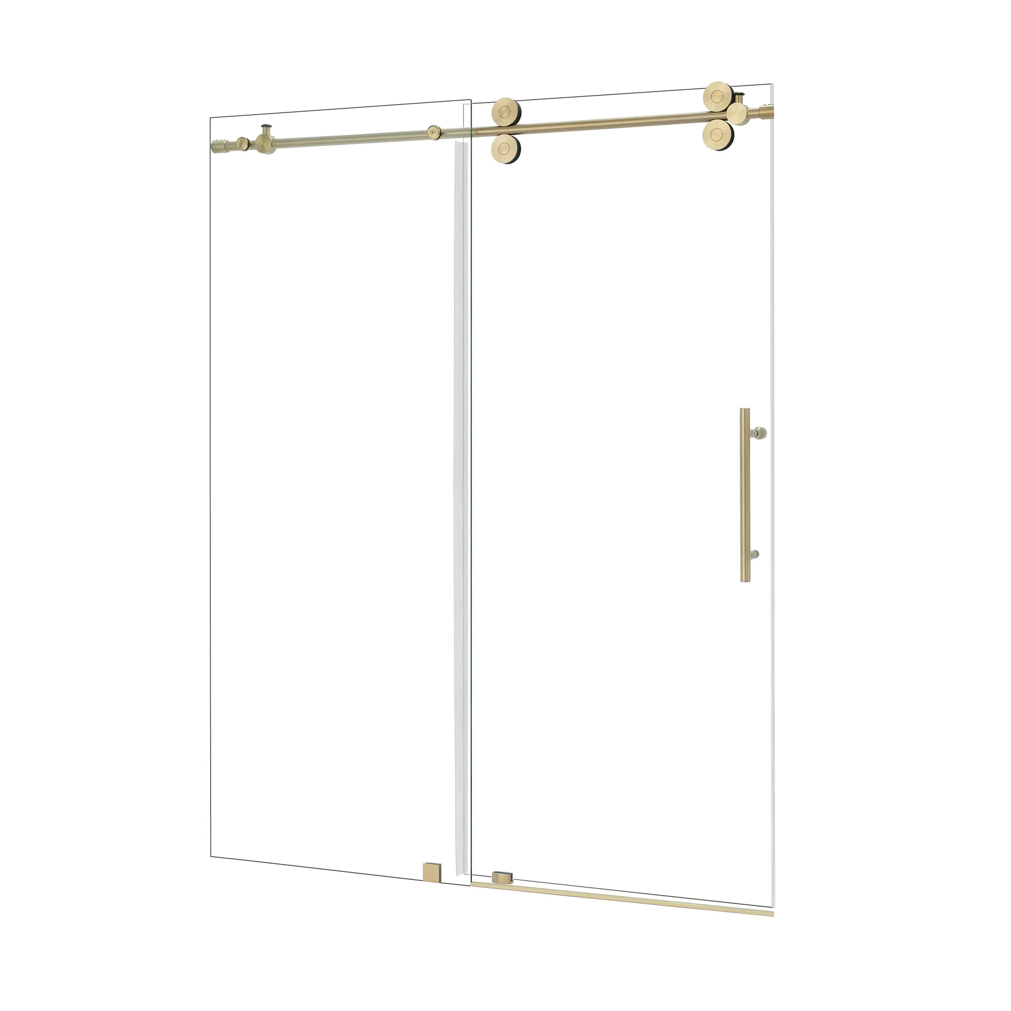 Lazaro 60" W x 78" H Single Sliding Frameless Shower Door with Clear Glass