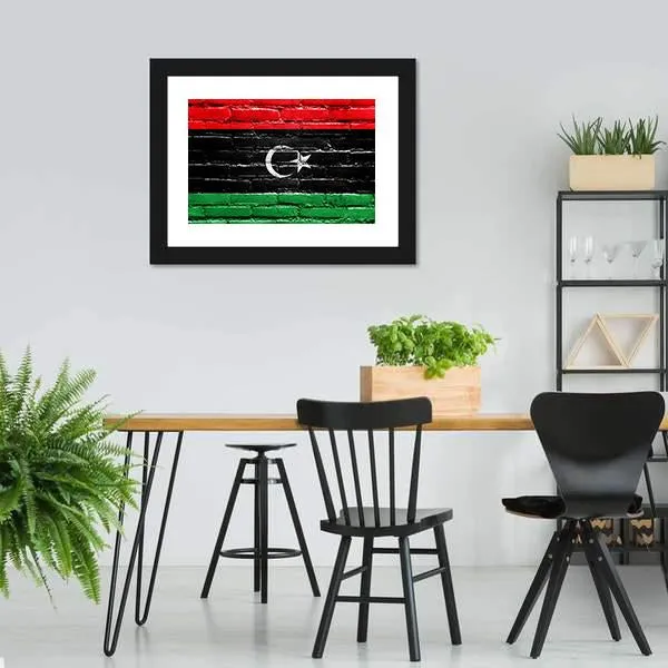 Libya Flag On Brick Wall Canvas Wall Art