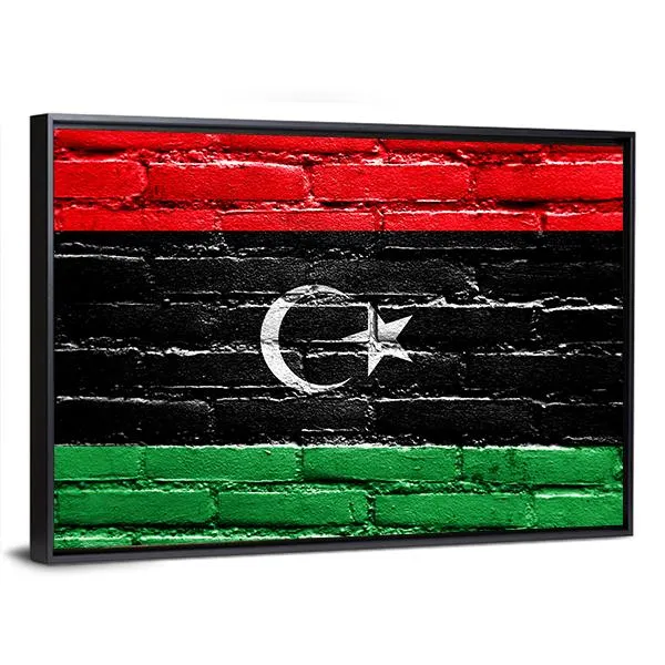 Libya Flag On Brick Wall Canvas Wall Art