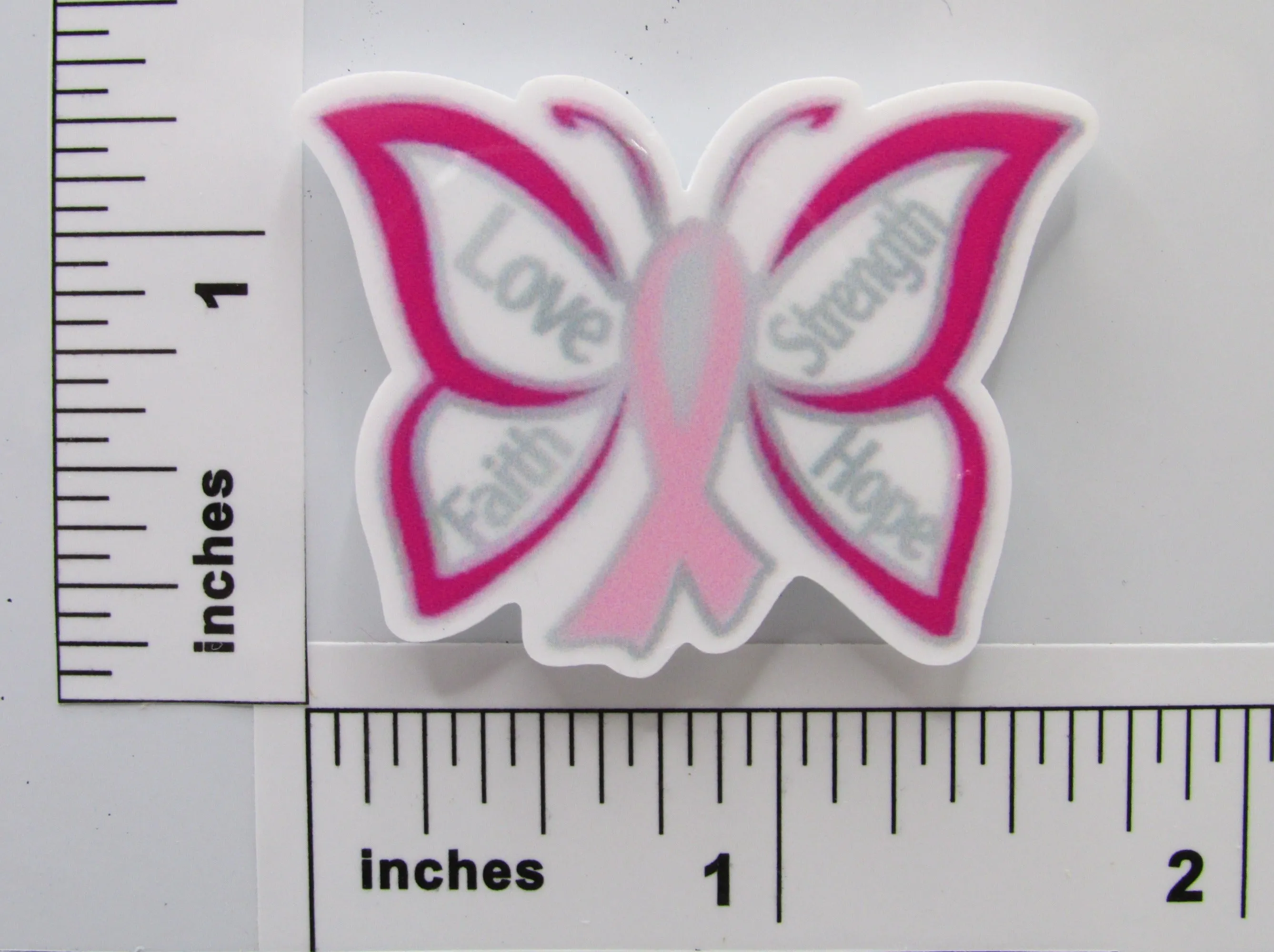 Love Faith Hope Strength Breast Cancer Awareness Butterfly Ribbon Needle Minder, Cover Minder, Magnet