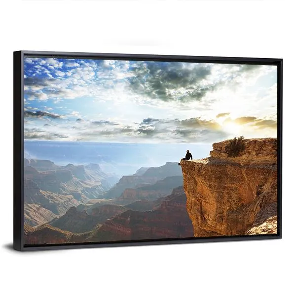 Man Sitting On Grand Canyon Canvas Wall Art