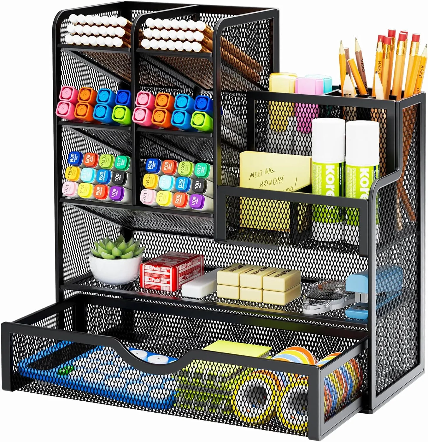 Marbrasse Mesh Desk Organizer with Drawer