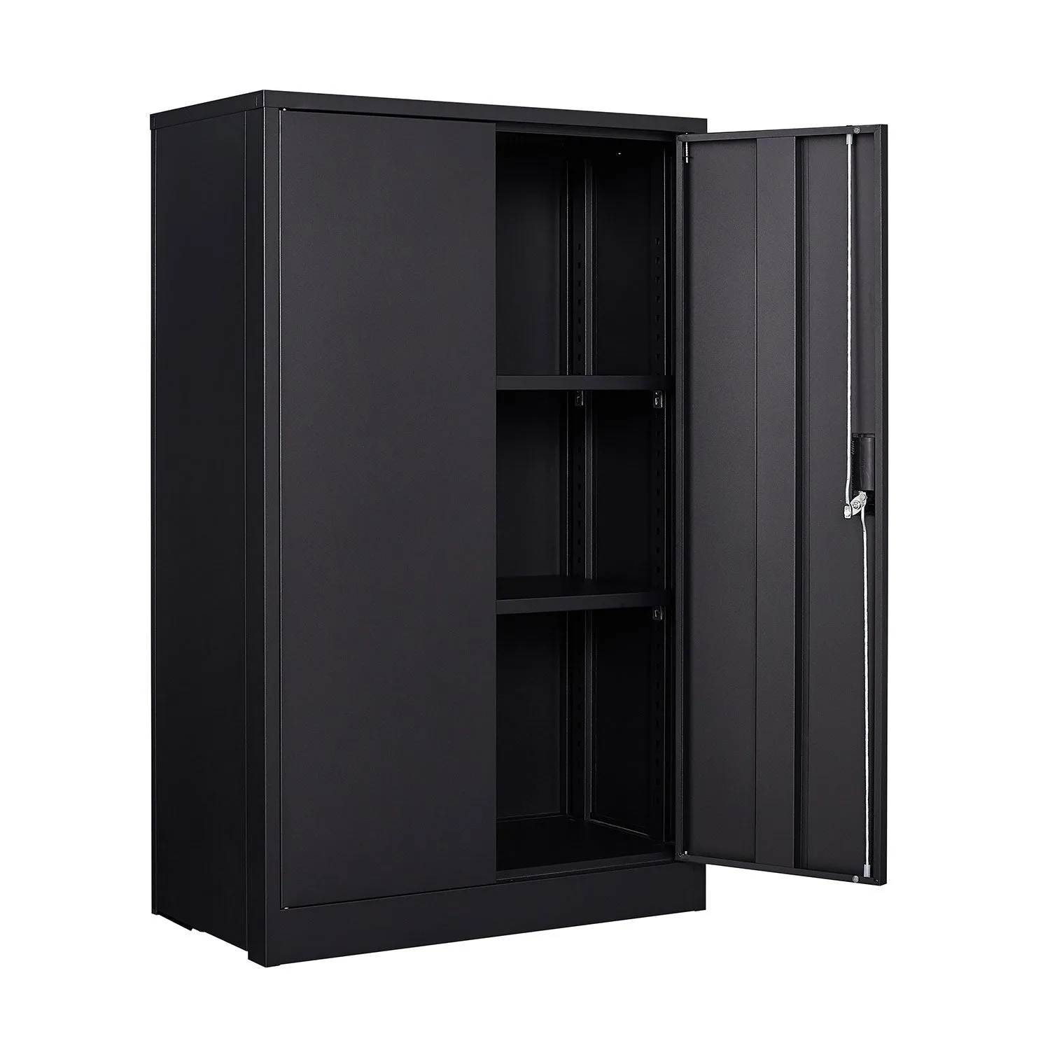 Metal storage cabinet with locked door and adjustable shelf foldable storage cabinet black