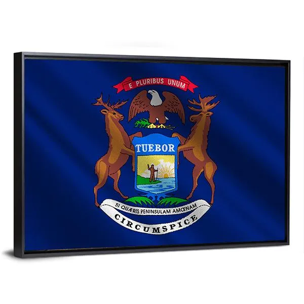 Michigan Flag Canvas Wall Art