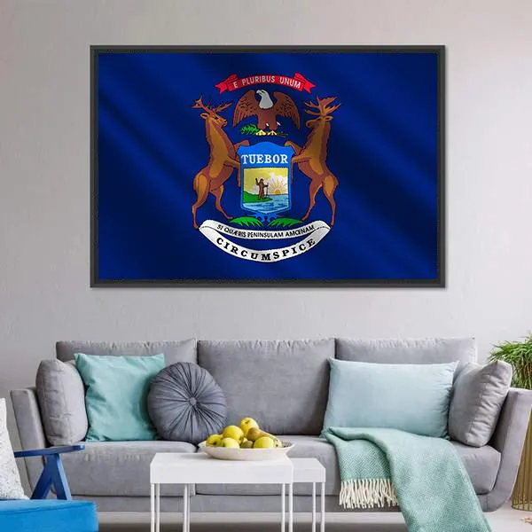 Michigan Flag Canvas Wall Art