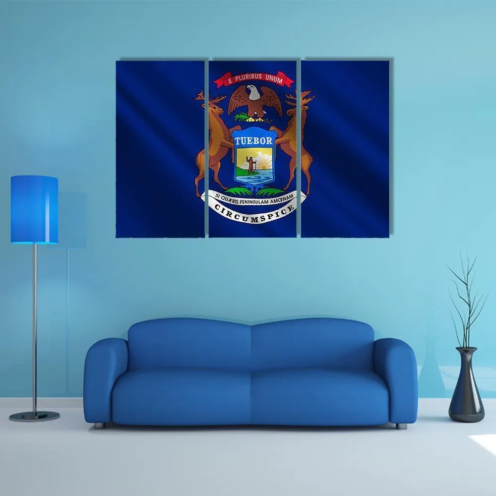 Michigan Flag Canvas Wall Art