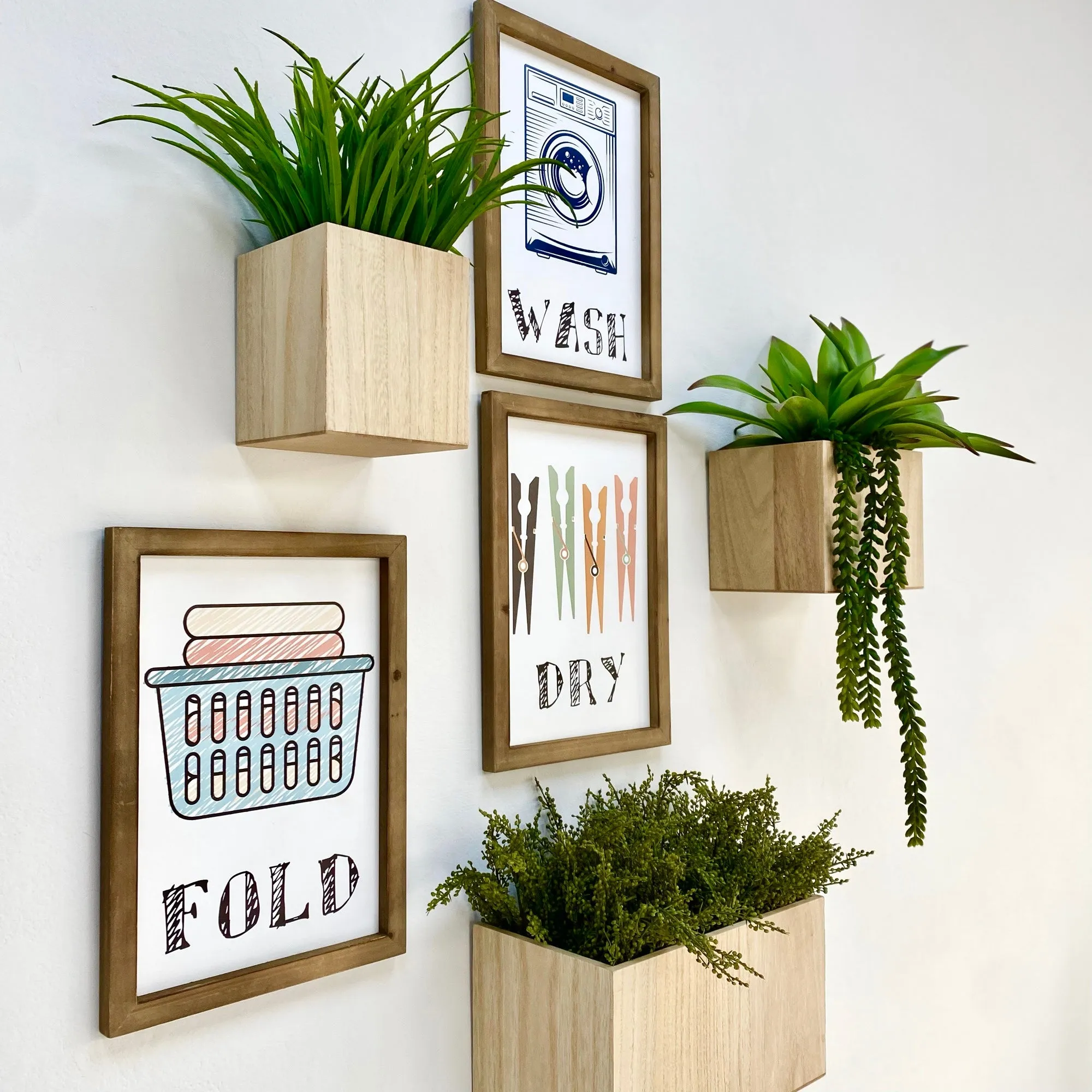 Nasra Hanging Wooden Natural Shelves Set