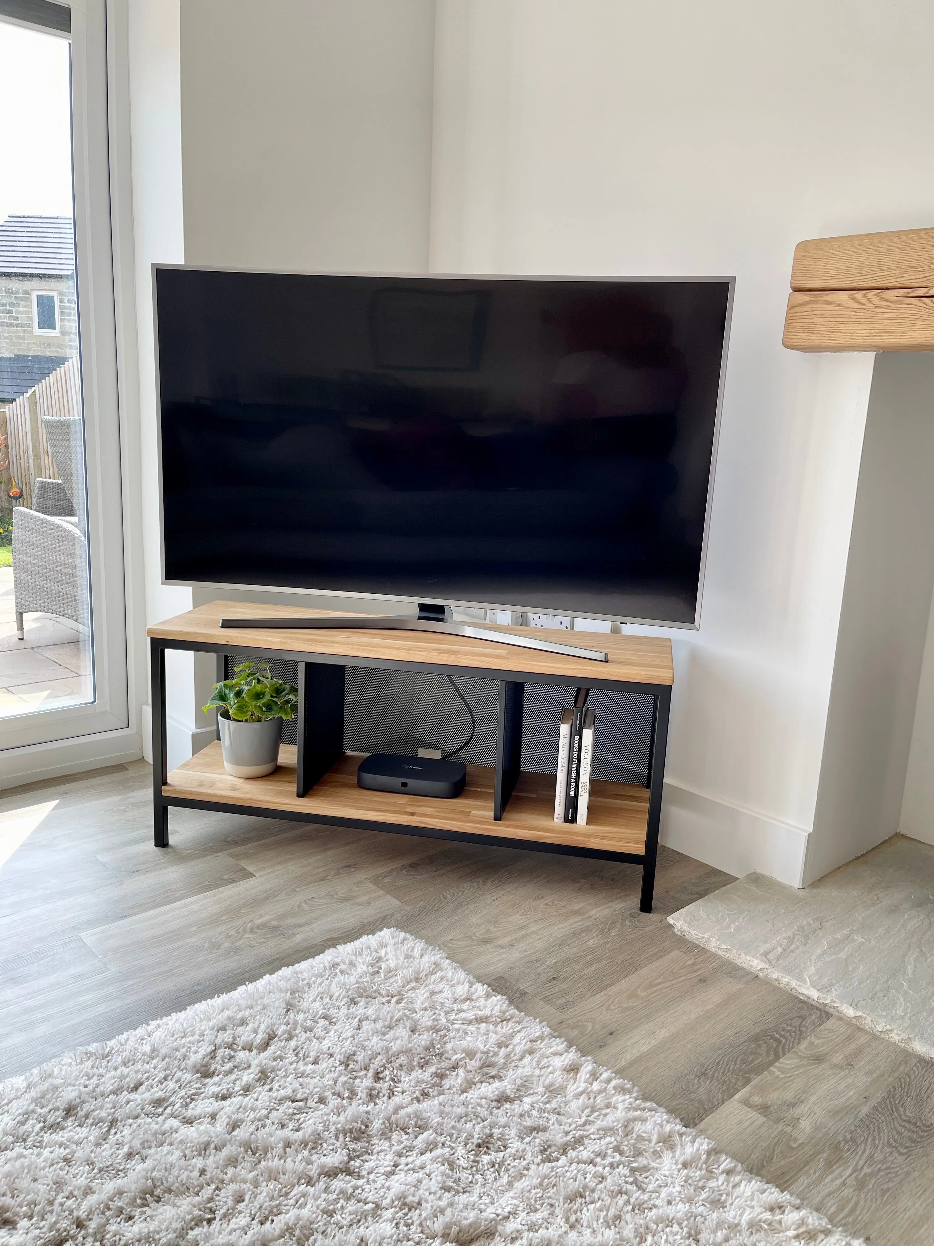 Oak Metal TV Media Unit