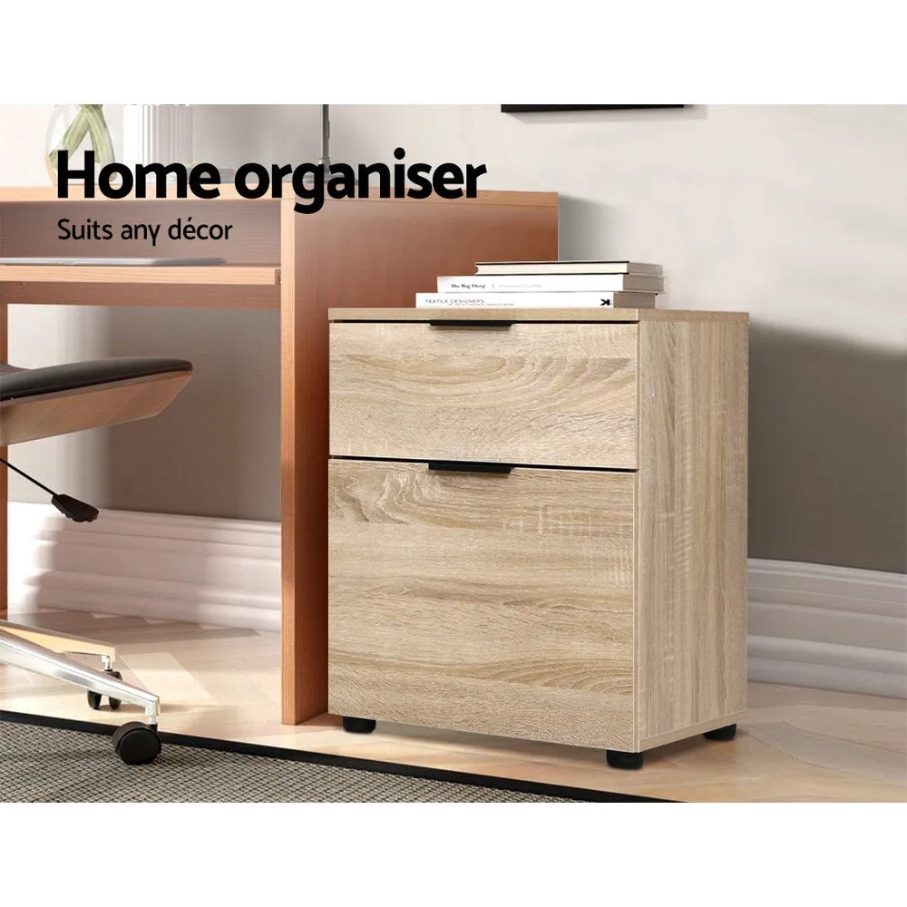 Office Filing Cabinet 2 Drawer Storage Home Study Cupboard Wood