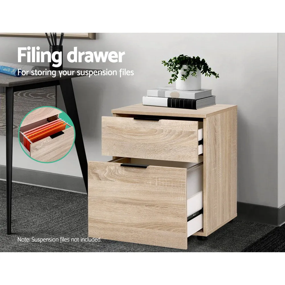 Office Filing Cabinet 2 Drawer Storage Home Study Cupboard Wood