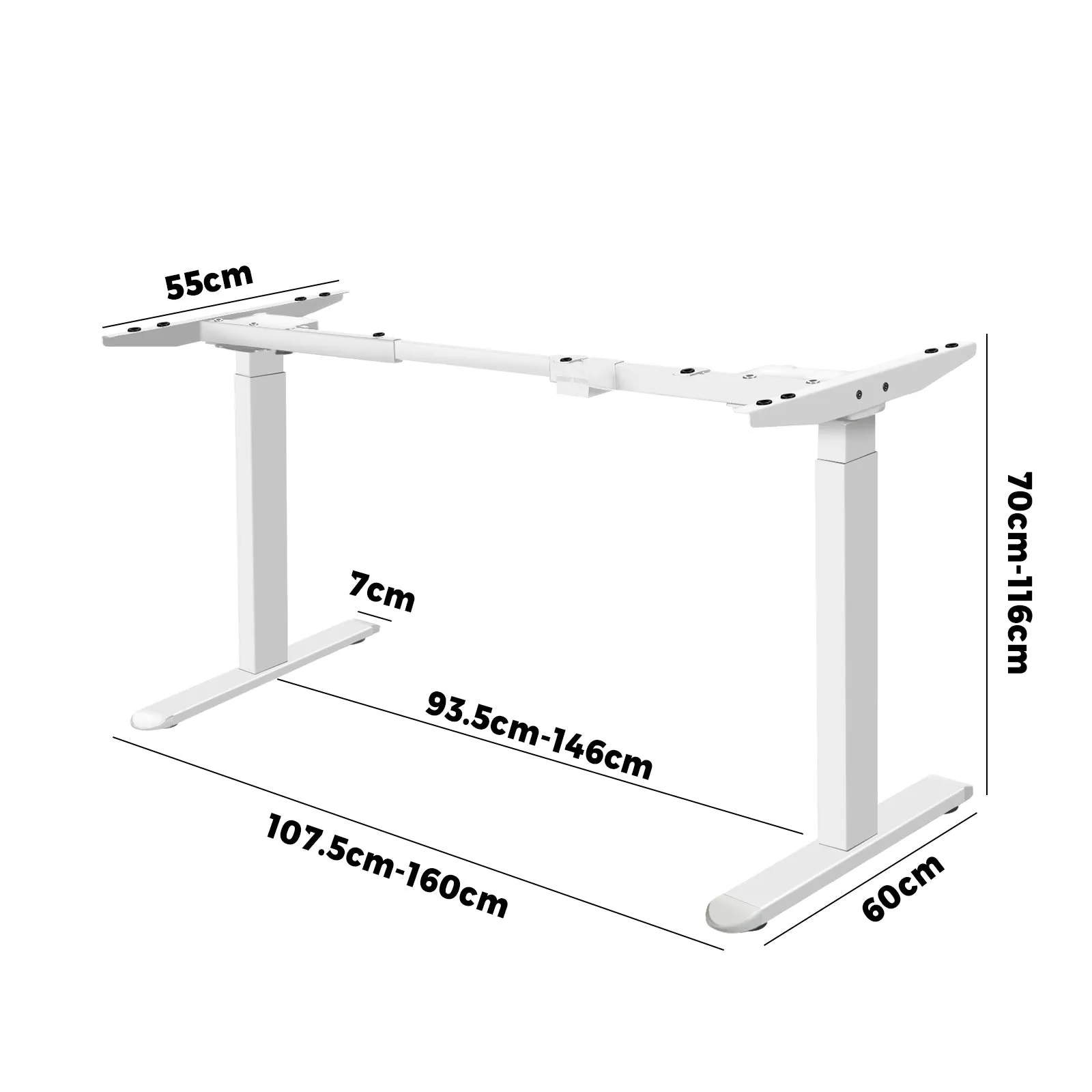 Oikiture Standing Desk Frame Only Height Adjustable Motorised Desk Dual Motor