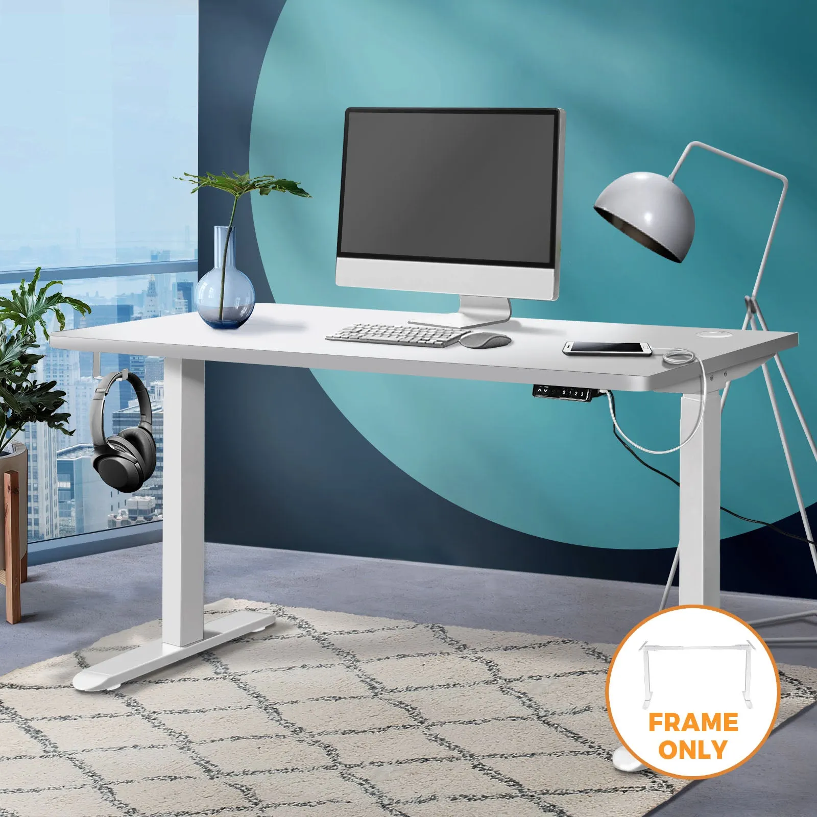 Oikiture Standing Desk Frame Only Height Adjustable Motorised Desk Dual Motor